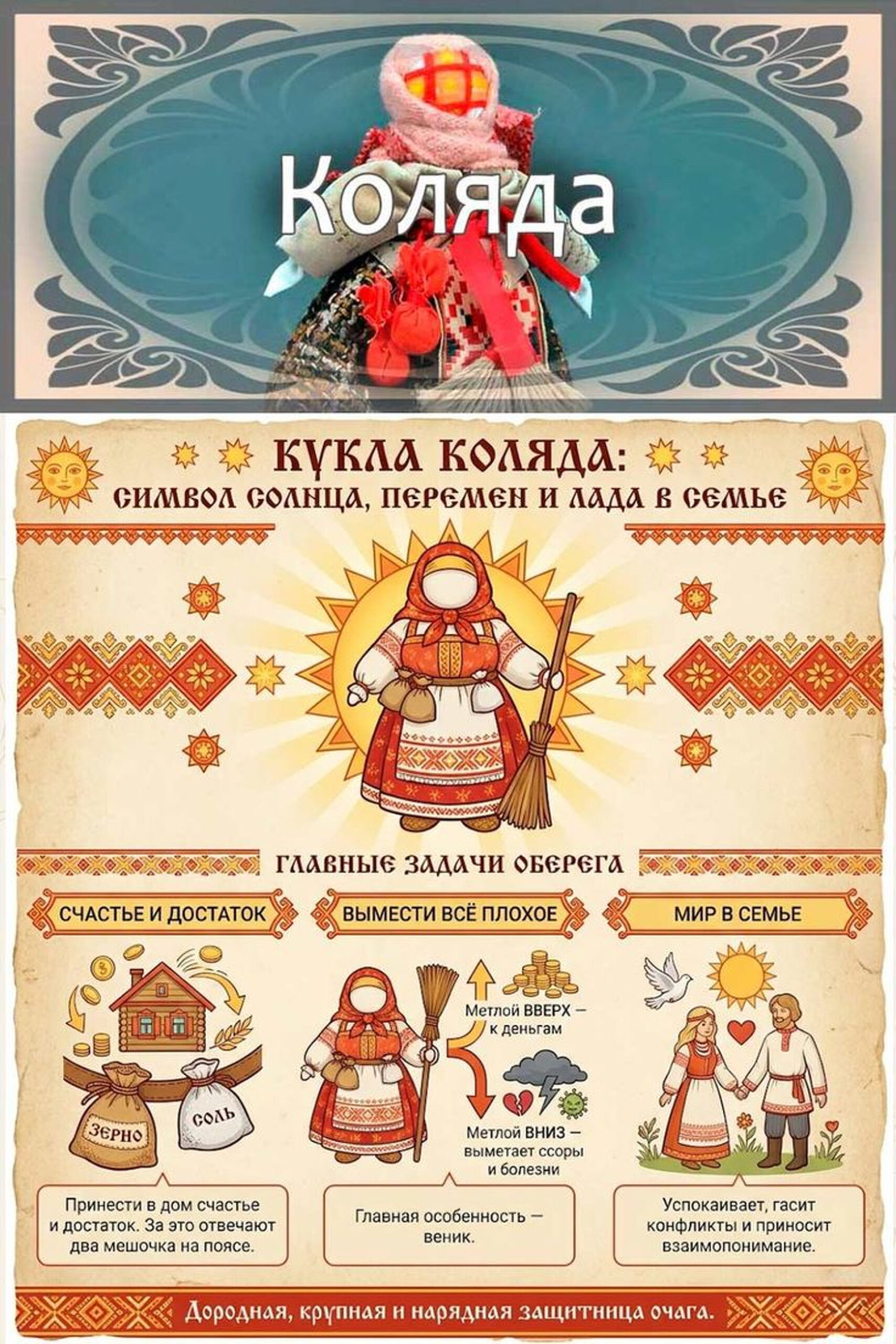 Кукла Коляда славянский оберег символ солнца и благополучия