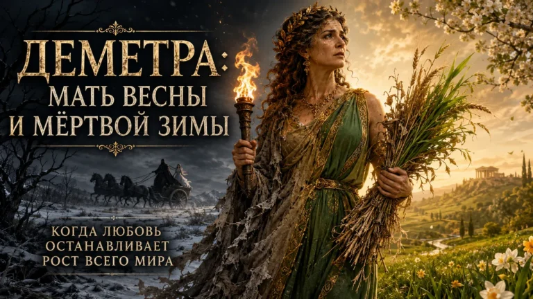 Деметра с факелом и колосьями, текст: мать весны и мёртвой зимы