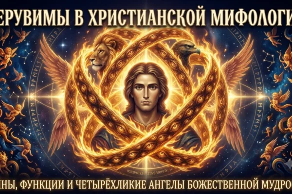 Обложка Херувимы в христианской мифологии с человеческим ликом в центре огненных Офанимов.