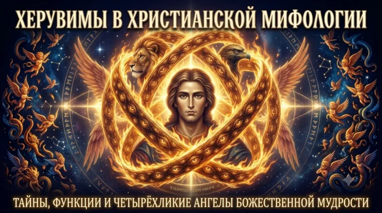 Обложка Херувимы в христианской мифологии с человеческим ликом в центре огненных Офанимов.
