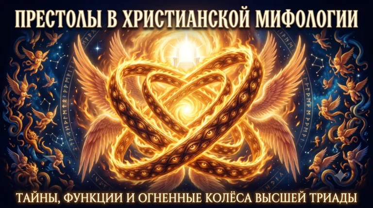 Обложка Престолы в христианской мифологии с огненным колесом и глазами.