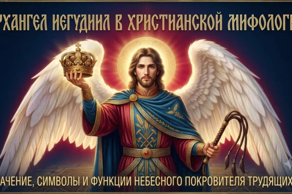 Обложка Архангел Иегудиил в христианской мифологии с венцом и плетью