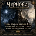 Чернобог — тёмный персонаж славянской мифологии на фоне ночи, луны, зимнего леса и древних идолов