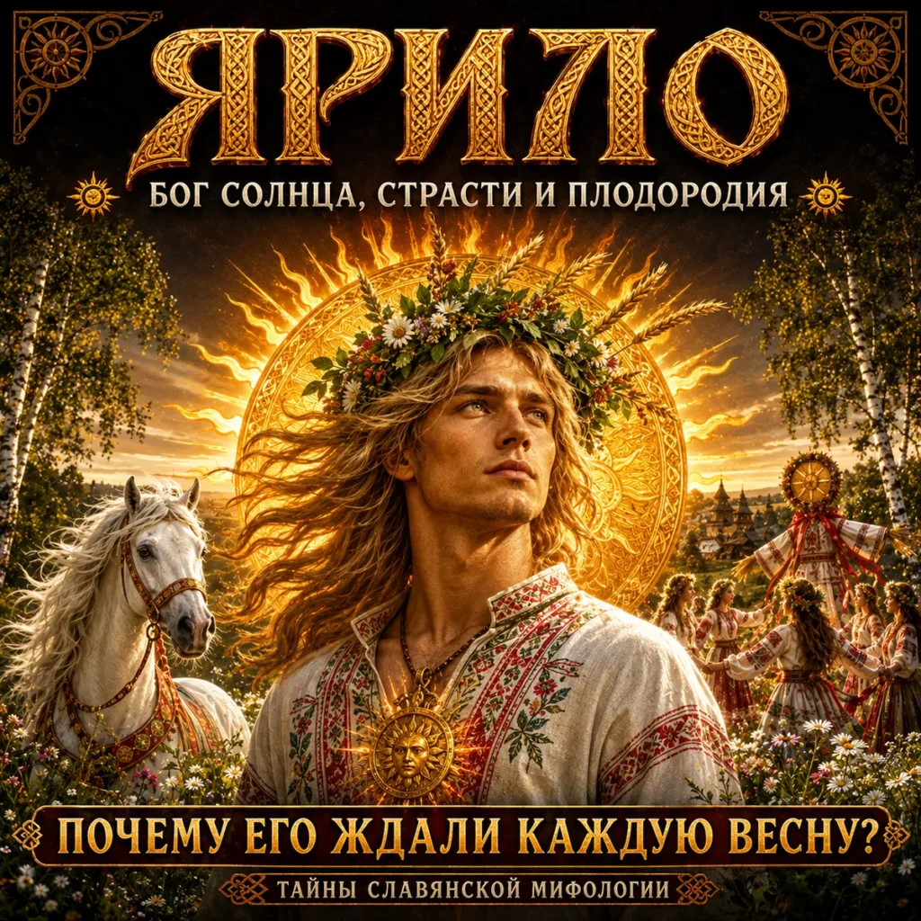 Ярило — славянский образ весны, солнца и плодородия с белым конём, цветочным венком и весенним хороводом