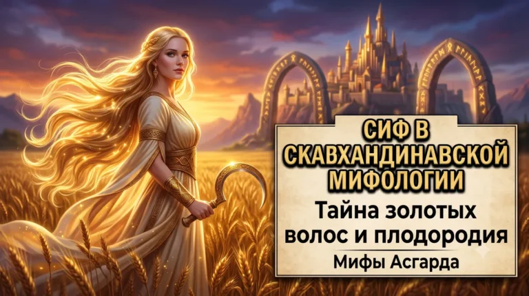 Обложка с богиней Сиф, серпом и надписью Сиф в скандинавской мифологии.