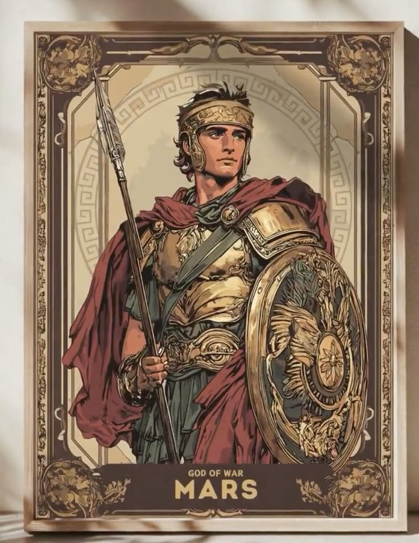 Марс бог войны с щитом и копьем классический римский воин доспехи