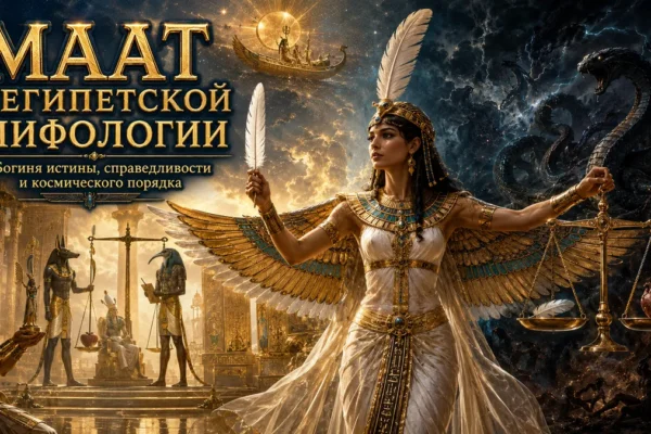 Обложка с Маат, пером истины, весами, солнечной ладьёй Ра, Анубисом, Тотом и змеем Апопом
