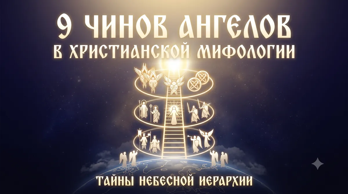 Обложка с небесной лестницей и девятью чинами ангелов в христианской ангелологии
