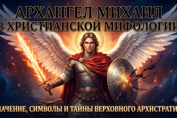 Заглавный баннер с текстом Архангел Михаил в христианской мифологии