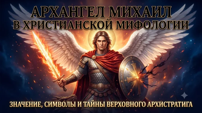 Заглавный баннер с текстом Архангел Михаил в христианской мифологии