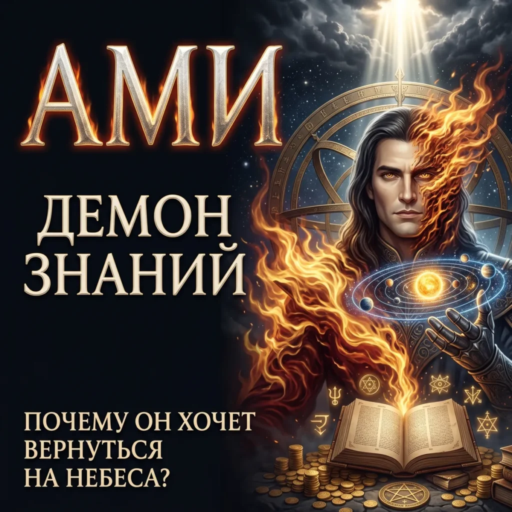 Ами — демон знаний с огнём, планетами и магической книгой