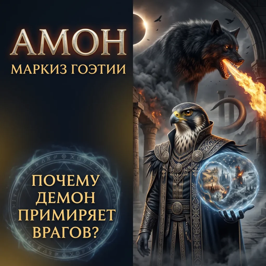 Амон — маркиз Гоэтии с головой сокола и огнедышащим волком