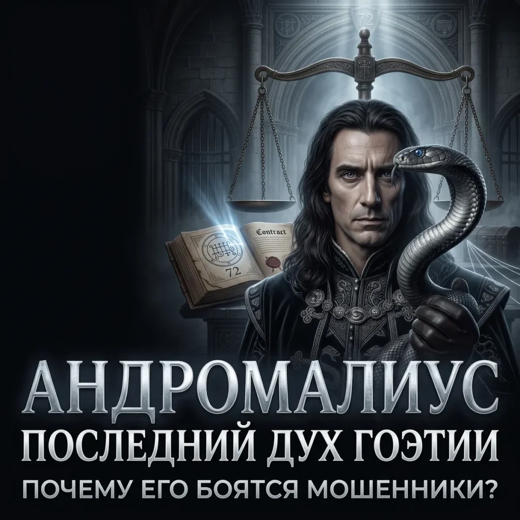 Андромалиус — последний дух Гоэтии со змеёй и весами правосудия